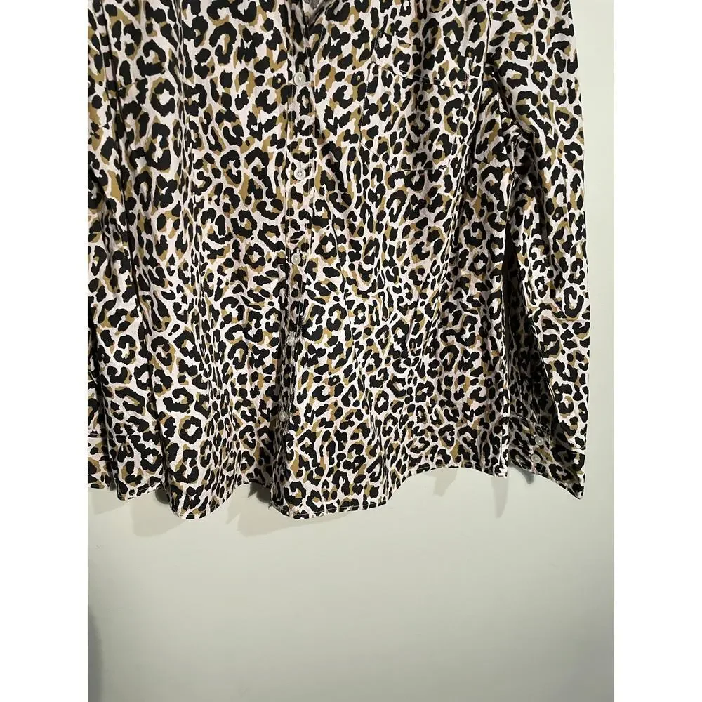 NWT J. Crew Factory Leopard Button-up Cotton Poplin Shirt‎ in Signature Fit